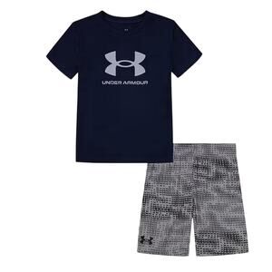 Under Armour Boys Short Sleeve Logo T-Shirt & Printed Shorts Set Size 4T